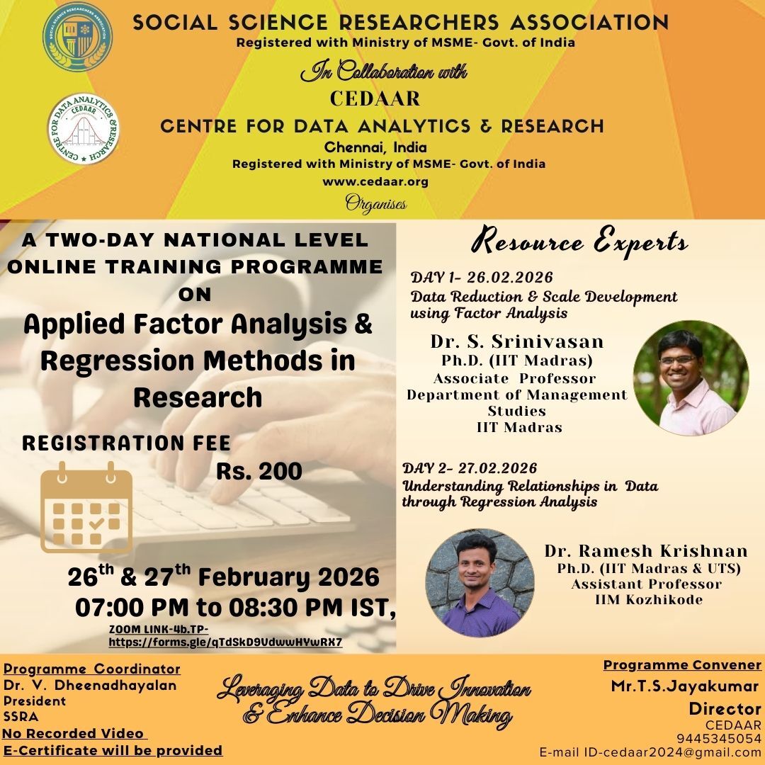 Factor Analysis and Regression Methods training poster