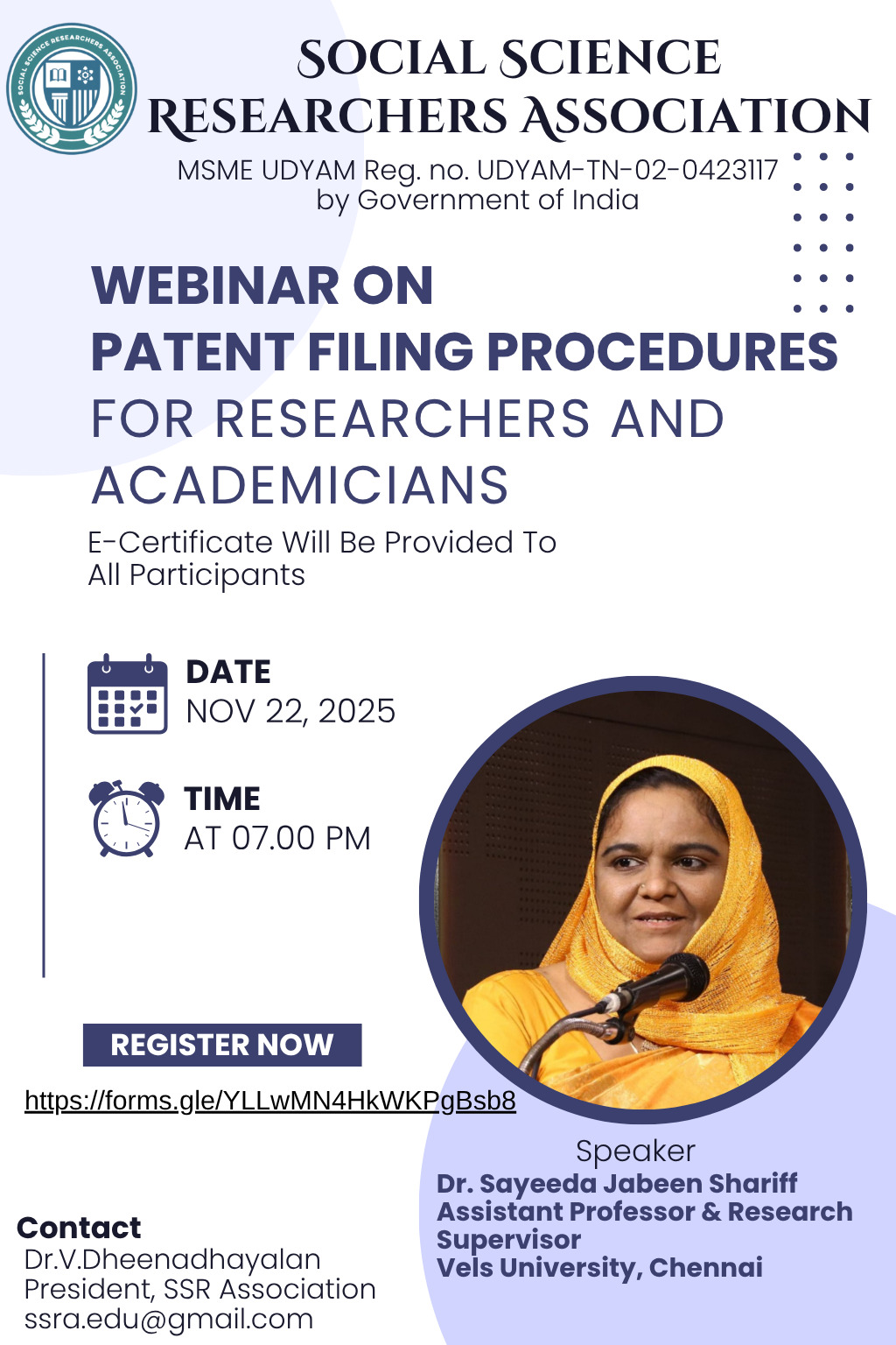 Patent Filing Procedures webinar poster